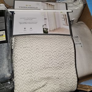 Threshold tan diamond weave light filtering 95x54 curtain panel